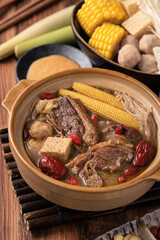 Delicious ginger duck hot pot in Taiwan.
