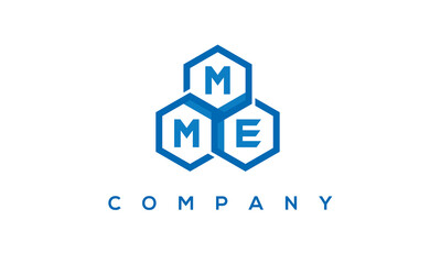 MME letters design logo with three polygon hexagon logo vector template