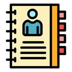 Personal notebook icon. Outline personal notebook vector icon color flat isolated