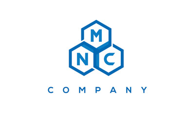 MNC letters design logo with three polygon hexagon logo vector template