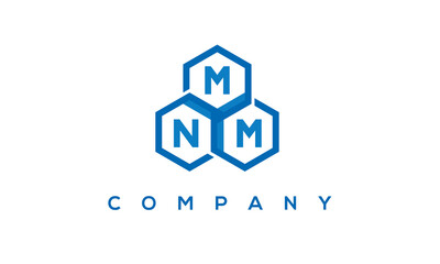 MNM letters design logo with three polygon hexagon logo vector template