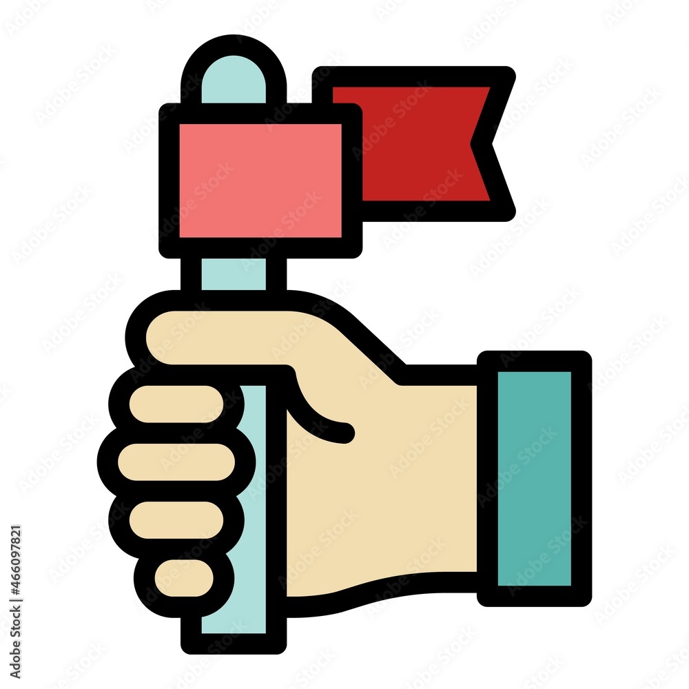 Poster keep flag development icon. outline keep flag development vector icon color flat isolated