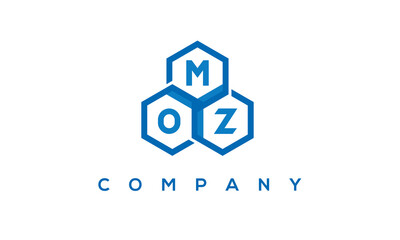 MOZ letters design logo with three polygon hexagon logo vector template