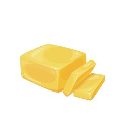 Chopped piece of butter vector illustration.