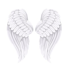 White bird or angel wings, vector illustration.