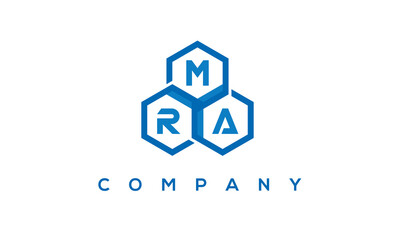 MRA letters design logo with three polygon hexagon logo vector template