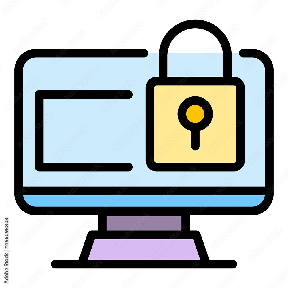 Poster locked authentication icon. outline locked authentication vector icon color flat isolated