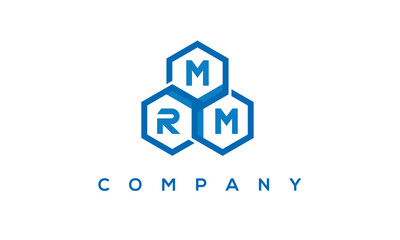 MRM letters design logo with three polygon hexagon logo vector template