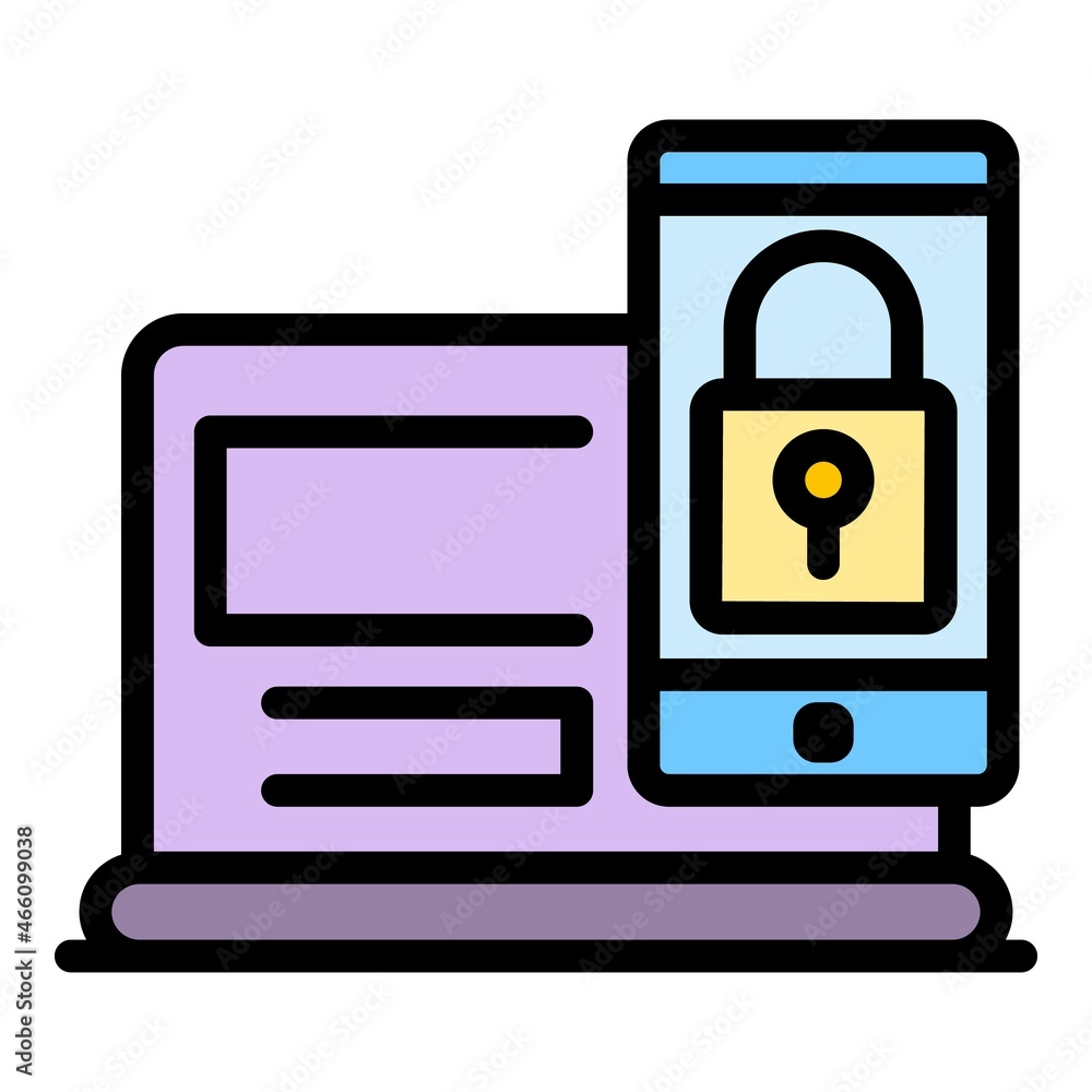 Poster locked data laptop authentication icon. outline locked data laptop authentication vector icon color 
