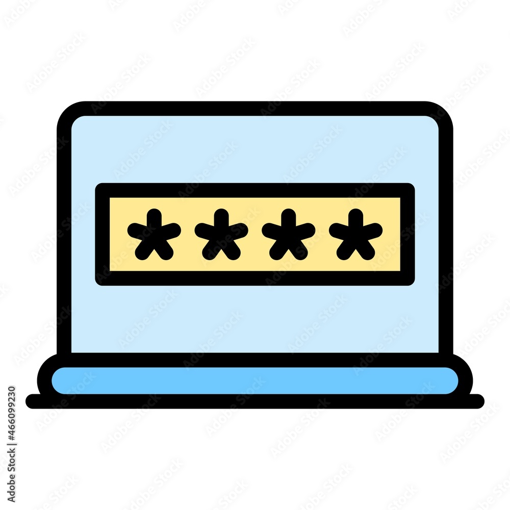 Poster laptop workstation authentication icon. outline laptop workstation authentication vector icon color 