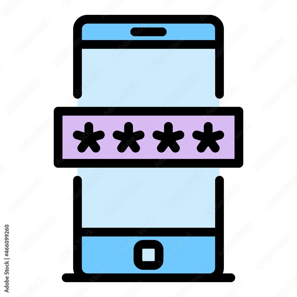 Poster smartphone authentication icon. outline smartphone authentication vector icon color flat isolated