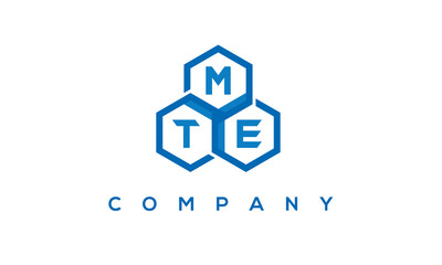 MTE letters design logo with three polygon hexagon logo vector template