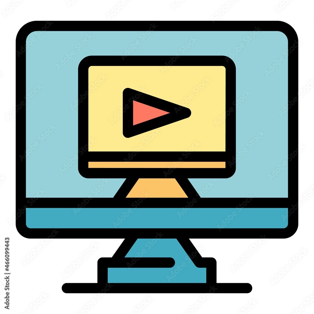 Poster pc video remote access icon. outline pc video remote access vector icon color flat isolated