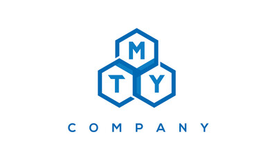 MTY letters design logo with three polygon hexagon logo vector template