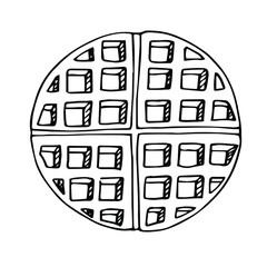 Round waffle vector illustration, hand drawing doodle