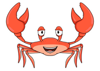 cartoon smiling crab isolated on white background vector illustration