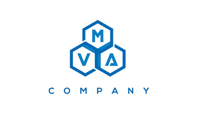 MVA letters design logo with three polygon hexagon logo vector template