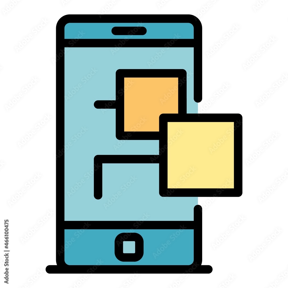 Poster smartphone scheme remote access icon. outline smartphone scheme remote access vector icon color flat