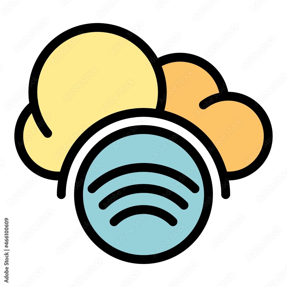 Poster digital cloud remote access icon. outline digital cloud remote access vector icon color flat isolate