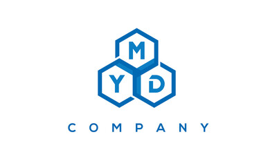 MYD letters design logo with three polygon hexagon logo vector template - obrazy, fototapety, plakaty