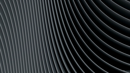 3D black wavy background for business presentation. Abstract gray stripes elegant pattern. Minimalist empty striped blank BG. Halftone monochrome design with modern minimal color illustration.
