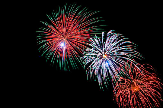 fireworks colors in the night sky, Fireworks Stock Image In Black Background