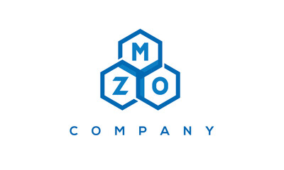 MZO letters design logo with three polygon hexagon logo vector template