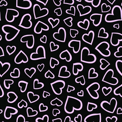 Doodle hearts seamless pattern. Vector geometric illustration. Simple wallpaper. Valentine's Day backdrop. 
