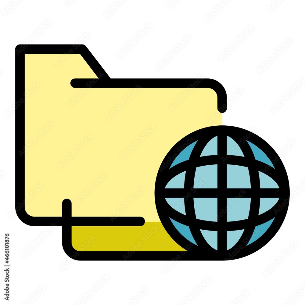 Poster global folder operating system icon. outline global folder operating system vector icon color flat i