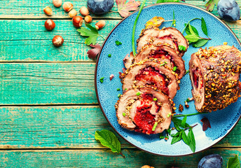 Meat roll with plum