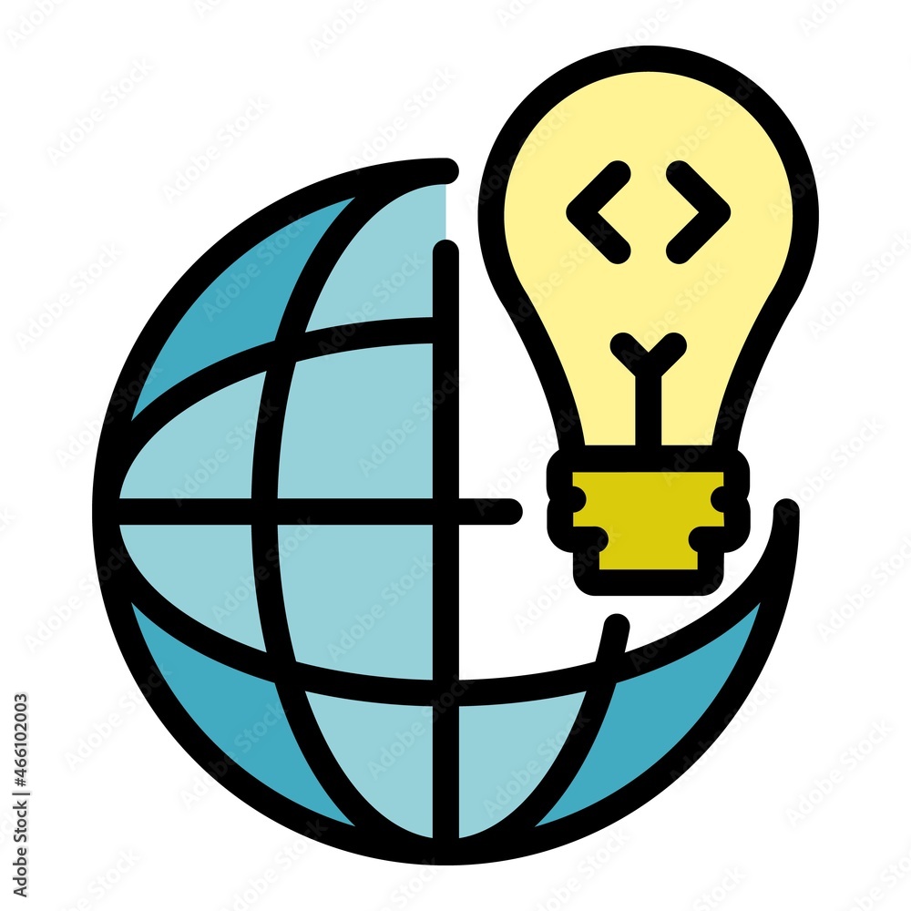Poster operating system global idea icon. outline operating system global idea vector icon color flat isola