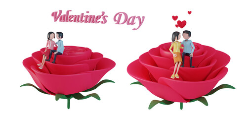 Obraz na płótnie Canvas lovers on valentine days 3 rendered character isolated design