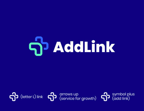 Add Plus logo design template set. Vector collection of Add Link emblems, signs, badges. Graphic plus icon symbols Social, branding. Add Plus label illustration background