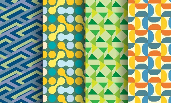 Set of Geometric Patterns in Color Vector Background Design for Fabric Motif Print © Wara Lofitra