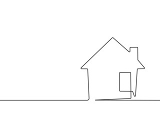 Fototapeta na wymiar Continuous line drawing of the house on a white background. vector illustration