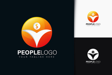 Money people logo design with gradient