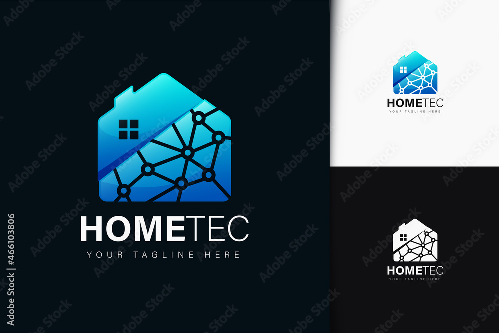 Poster tech house logo design with gradient