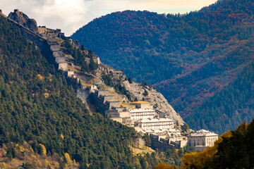 Fenestrelle,Italy. 10-20-2020. Fenestrelle fortress in the alps in Italy.