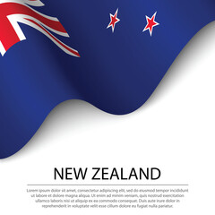 Obraz na płótnie Canvas Waving flag of New Zealand on white background. Banner or ribbon template for independence day