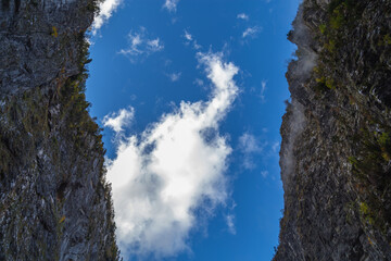 Beautiful panorama of the Caucasus mountains on a sunny autumn day