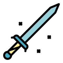 Blacksmith sword icon. Outline blacksmith sword vector icon color flat isolated