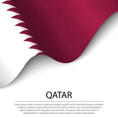 Fotobehang Waving flag of Qatar on white background. Banner or ribbon template for independence day © magr80