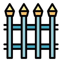 Blacksmith metal fence icon. Outline blacksmith metal fence vector icon color flat isolated