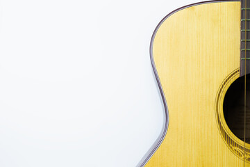 image of acoustic guitar on a white background Simple and classic look
