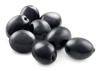 Black olives, isolated on white background