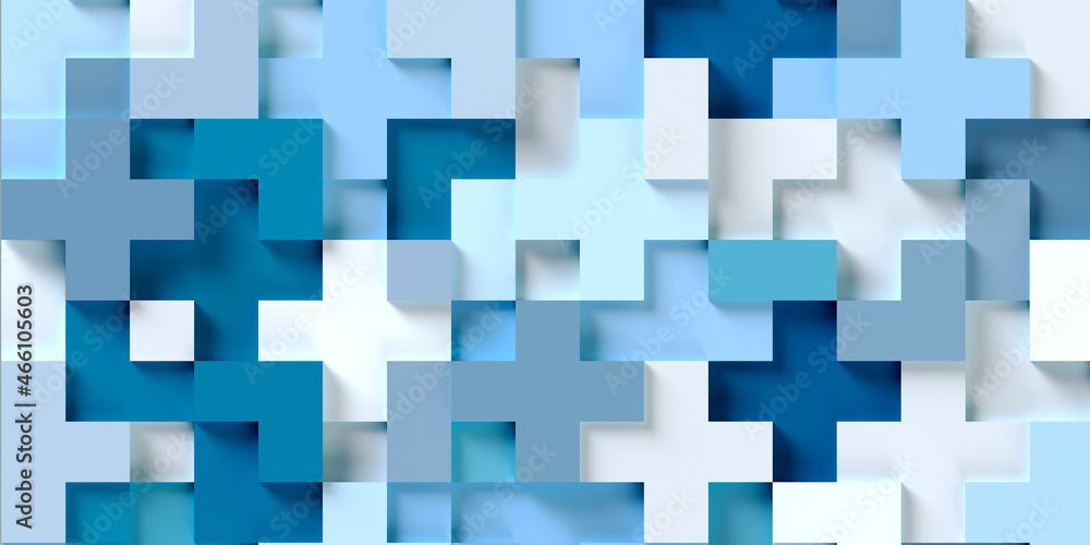 Poster texture and background of volumetric multicolored geometric shapes.