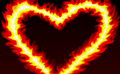 Heart flame circle design background