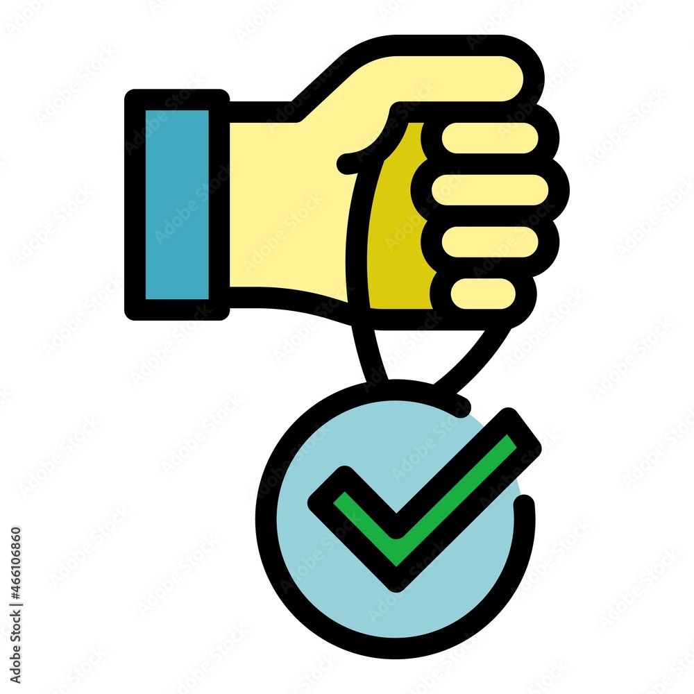 Poster check mark icon. outline check mark vector icon color flat isolated