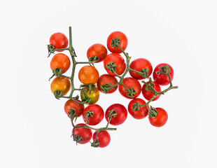 ripe tomatoes on a white,isolated(top view)