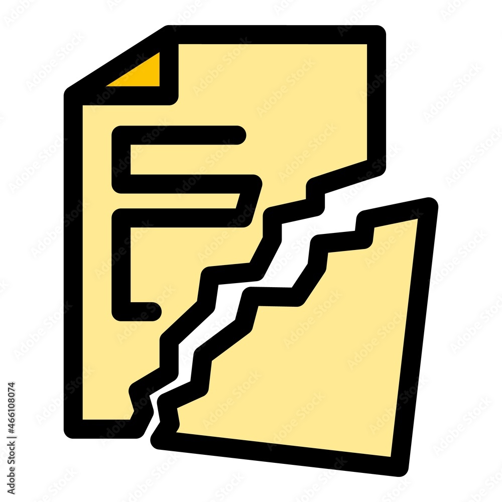 Poster broken file icon. outline broken file vector icon color flat isolated
